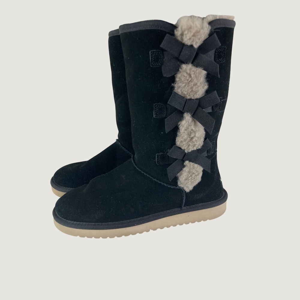 Koolaburra by UGG Victoria Tall Boots Women 7 Black Suede Bows Warm Boho Winter